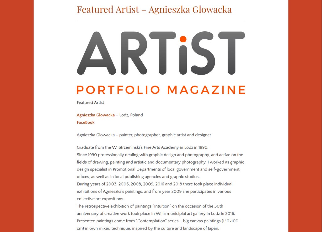 Artist Portfolio Magazine blog - Featured artist