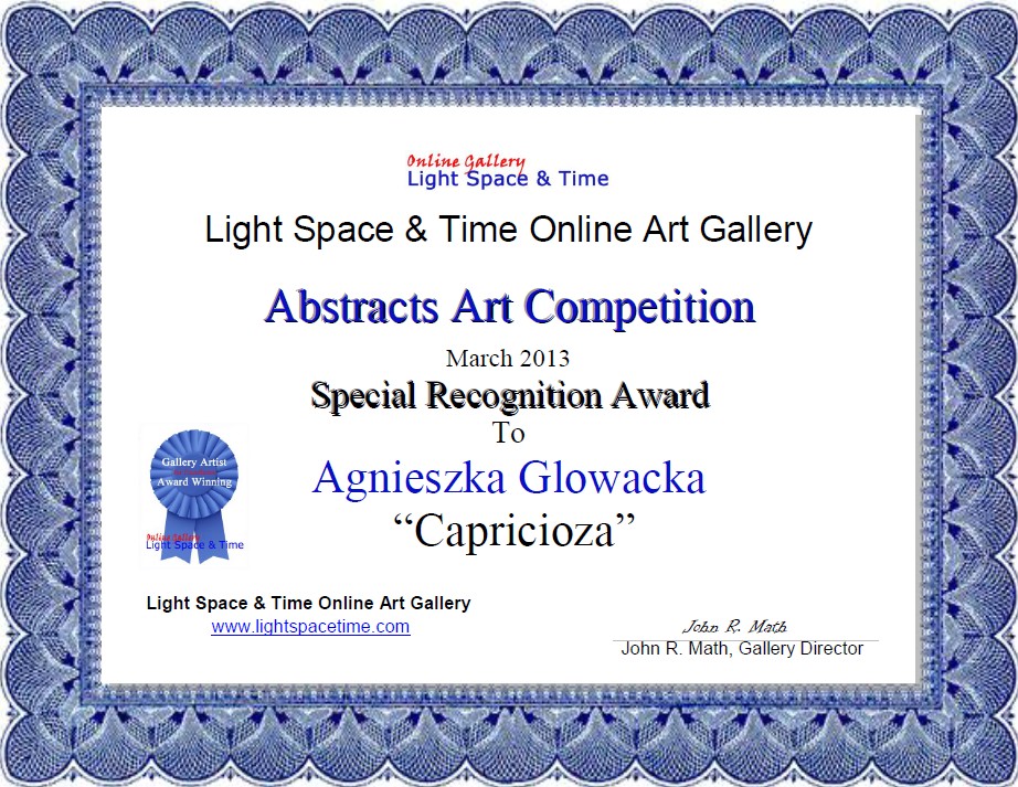 Nagroda w konkursie Abstract Art - marzec 2013, galeria LS&T